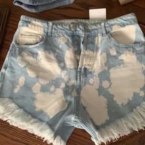 Denim bleached shorts